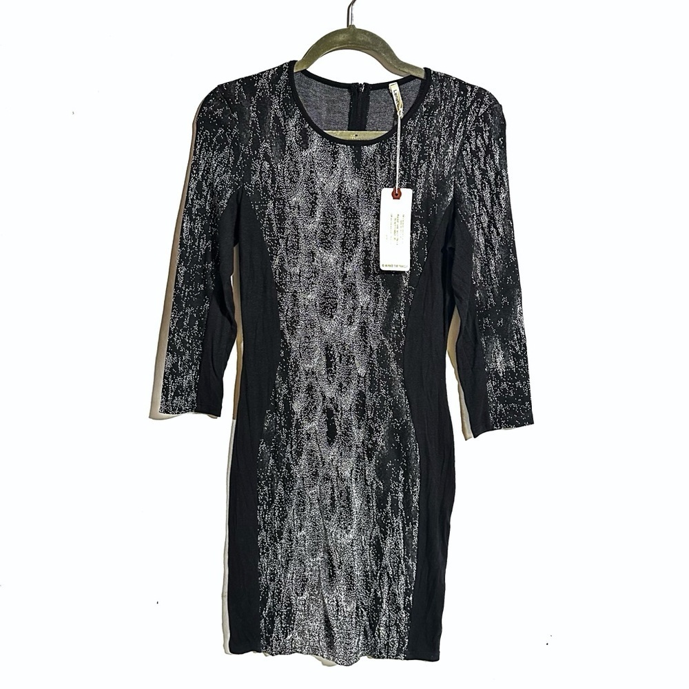 Revolve Lanston Printed Slimming Dress In Black/White Size M New With Tags